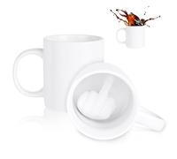 AOOTE Finger Funny Ceramic Cup, 280ml Ceramic Finger Coffee Cup, Middle Fingers Coffee Mug, Novelty Gift Tea Cups with 3D Fingers, Novelty Mugs, Funny Birthday Gifts