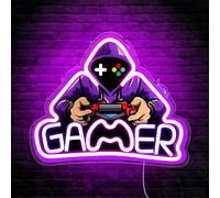 AOOTE Gaming Neon Sign, 6 Levels of Brightness Adjustment Gaming Zone Neons Sign, USB Power Decor LED Game Neon Signs, Game Letter Neons Signs for Teens Games Zone Bedroom Cafe Pub Club Wall Decor