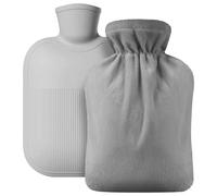 AOOTE Hot Water Bag with Cover Soft Fluff, 2L Hot Water Bottle, Baby Hot Water Bottle, Provide Warmth and Comfort for Back, Neck, Waist, Gift for Christmas, Birthday, Father's&Mother's Day, Gray