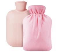 AOOTE Hot Water Bag with Cover Soft Fluff, 2L Hot Water Bottle, Baby Hot Water Bottle, Provide Warmth and Comfort for Back, Neck, Waist, Gift for Christmas, Birthday, Father's&Mother's Day, Pink