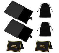 AOOTE Jewelry Gift Boxes, 2Pcs Square Necklace Earring Bracelet, Necklace Earring Bracelet Drawer Organizer Box with Greeting Card and Velvet Bag, Boxes for Valentine's Day Birthday, Christmas, Black