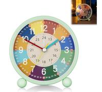 AOOTE Kids Alarm Clock, Silent Non Ticking Learning Clock, Kids Alarm Clocks Bedside Girls Boys with Night Light and Snooze, Easy to Read, Battery Operated for Bedroom, Home, Office, Light Green