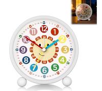 AOOTE Kids Alarm Clock, Silent Non Ticking Learning Clock, Kids Alarm Clocks Bedside Girls Boys with Night Light and Snooze, Easy to Read, Battery Operated for Bedroom, Home, Office, White