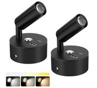 AOOTE LED Light Campervan, 2Pcs 12V LED Spot Reading Light, Touch Control Switch, USB and Type-C ports, Caravan Lights Dimmable for RV, Van, Motorhome, Boat, Truck, 3 Color Temperatures