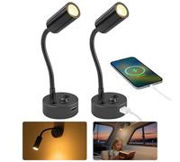 AOOTE LED Reading Light, 2Pcs 12V Campervan Lights, LED Lights Caravans with On Off Switch & USB Port, Spot Light Motorhome for Camper Van,Travel Trailer, Truck, Interior Lighting, Warm Lighte
