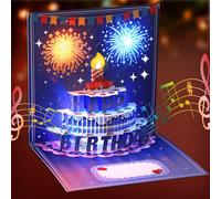 AOOTE Lights & Sound Pop up Happy Birthday Card, 3D Pop Up Birthday Card, Premium 3D Pop-Up Greeting Cards, Greeting Cards With Envelopes for Mom, Women, Men, Kids, Dad, Father, Wife