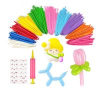 AOOTE Long Balloons, 100Pcs Long Balloons for Modelling, Twisting Animals Balloon with 1 Hand air Pump and 1 Emoji Sticker, Latex Modelling Balloon for DIY Animal Shaping, Decoration,Party,Multicolor