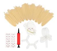 AOOTE Long Balloons Clear, 100Pcs Long Balloons for Modelling, Twisting Animals Balloon with 1 Hand air Pump and 1 Emoji Sticker, Latex Modelling Balloon for DIY Animal Shaping, Decoration, Party