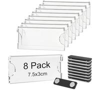AOOTE Magnetic Name Dadges, 8Pcs Acrylic Magnetic Name Tag Holders, Magnetics Badge Holder with Self-Adhesive Magnet, Clear ID Badge Holders for Office, School, Conferences, Events & Work Uniforms