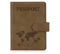 AOOTE Passport Holder Cover Wallet Case, PU Leather RFID Blocking Passport Cover Case with Card Slots, Passport Holder for Passports Ticket Boarding Passes Credit Cards Business Cards, Brown