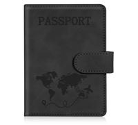 AOOTE Passport Holder Cover Wallet Case, PU Leather RFID Blocking Passport Cover Case with Card Slots, Passport Holder for Passports Ticket Boarding Passes Credit Cards Business Cards, Black