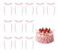 AOOTE Pink Bowknot Cake Toppers, 20Pcs Bow Cake Decorations Picks, Baby Shower Cakes Toppers, Pink Bows for Cakes for Kids Birthday Wedding Party Wedding Anniversary Decorations Supplies