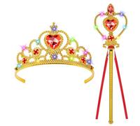 AOOTE Princess Dress Up Accessories,Princess Dress Up Accessories Set with Crown and Wand,Princess Magic Wand Set,Fairy Wand Set for Birthday Wedding Party Cosplay Favors Role Play Toys (Yellow)