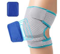 AOOTE Reusable Hot Cold Ice Gel Pack, Knee Ice Pack Wrap with 1PCS ICES Packs, Hot Cold Compress Therapy Knee, Adjustable Anti-Slip, Breathable mesh Fabric EVA for Daily & Sports