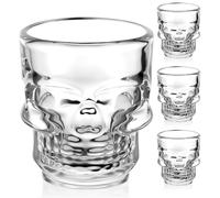 AOOTE Skull Liquor Glasses, Set of 4 Skeleton Vodka Cup, Skeleton Rum Cup, Bitter Glass Double Walled Glasses for Homes, Cafes, Restaurants, Bars and Parties 50ml