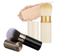 AOOTE Telescopic Face Brush, 2PCS Retractable Blusher Brush with Cover, Portable Powder Foundation Brushes Faces, Kabuki Makeup Blush Face Brushes for Contouring,Polishing,Concealing,Highlighting