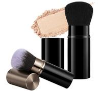AOOTE Telescopic Face Brush, 2PCS Retractable Blusher Brush with Cover, Portable Powder Foundation Brushes Faces, Kabuki Makeup Blush Face Brushes for Contouring,Polishing,Concealing,Highlighting