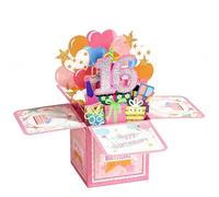 AOOTUERL 16th Birthday Card, Shiny 3D Pop Up Card, Boxed Birthday Sweet Cards Best 16 Year Old with Envelope & Greeting Creative, Pink Decorations Gifts for Girl Daughter Granddaughter Niece