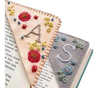 AOOTUERL 2PCS Personalized Hand Embroidered Triangular Flower Felt Bookmarks for Women Men Book Lovers Readers Teachers Kids