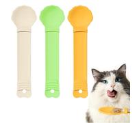 AOOTUERL Cat Feeding Spoon, 3 PCS Cat Strip Squeeze Feeder Supplies Dispenser for Cat Treats Cat Treat Spoon for Wet Food (Green Orange Beige)
