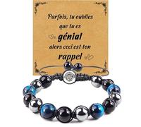 AOOTUERL Gifts for Men Boys, Mens Crystal Bracelet 10mm Blue Tiger Eye Obsidian Natural Stone, Beads Bracelet Present for Birthday Fathers Day Christmas Valentines Day Gift to Bring Luck