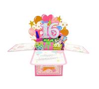 AOOTUERL Happy 16th Birthday Pop-Up Card, Shiny 3D Pop up with Sweet Cards Best 16 Year Old Girl Daughter Granddaughter Gift Decoration from Mom Dad，Gift for Friend Men Women Kids