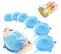 AOOTUERL Silicone Stretch Lids, 6Pcs Reusable Food Covers Silicone, 6 Different Sizes Microwave Food Cover, BPA Free/Durabl/Flexible, to Fit Various Shape of Containers Safe in Dishwasher/Microwave