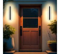 AOOTUYA 30cm Outdoor Wall Lights Black, 14W 3000k Warm White Light IP65 Waterproof Outside Porch Wall Lights, Acrylic Modern LED Wall Lights for Living Room, Hallway, Garden Fence, Front Door Lighting