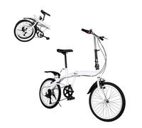 AOOUNGM 20 Inch Folding Bike Adult, Adjustable Height Mountain Bike, 6 Speed Lightweight Alloy Folding Bicycle, Folding Bicycle for Adult Men and Women Teens, City Bike for Children, White