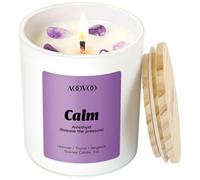 AOOVOO Aroma Candles - The Mysterious Power for Stress Relief | Lavender scented candle, soy wax in glass with wooden lid, smokeless, 40 hours burning time, gift box, relaxation and bedroom