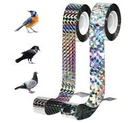 AOOWU 2 Packs Bird Reflective Tape, 100m Bird Scare Tape, 2.4cm Dual Sided Scare Tape, Holographic Tape, Reflective Bird Scare Repellent Flash Tape, Starling, Seagull, Magpie, Crow Scarers for Gardens