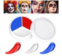 AOOWU 3 In 1 Face Body Paint Set, 3 Colors Face Paint Wheel for Special Effects SFX Zombie Makeup Kit, Professional Non Toxic Face Body Paint for Vampire Skeleton Halloween Clown Makeup Football Fans