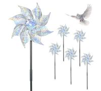 AOOWU 6 Pack Reflective Bird Scarer Windmill, Windmills Scare Birds Pigeons Deterrent, Bird Deterrent Windmills for Garden, Pinwheel Birds Deterrent for Protection of Garden Crop, Fruit, Flower, Lawn