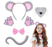 AOOWU Animal Costume Accessories set, 6PCS Mouse Headband, Tail & Bow Tie Gloves Set for Kid and Adult, Animal Fancy Dress for Halloween Birthday Christmas Cosplay Accessory Mouse Theme Party Favors