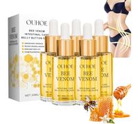AOOWU Bee Venom Drops, 5 Pack Bee Venom Intestinal Detox Belly Button Drops, Bee Venom Oil, Bee Venom Belly Button Drops, Bee Venom Lymphatic Drainage Drops, Bee Venom S_li_mming Oil, 30ml