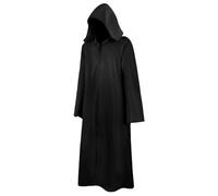 AOOWU Black Hooded Cloak for Adults, Jedi Tunic Hooded Unisex, Deluxe Medieval Cosplay Cape, Vampire Cape for Carnival, Easter, Parties, Halloween, Costume (M)
