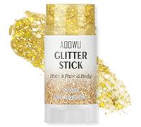 AOOWU Body Glitter Stick, Holographic Chunky Glitter Gel for Face Body Hair, Waterproof Long Lasting Shimmer Sparkle Makeup, Festival Rave Party Carnival Cosplay Accessories,Gold