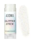 AOOWU Body Glitter Stick,Sparkling Chunky Glitter Gel for Face Body Hair, Holographic Sequins Waterproof & Long Lasting Festival Makeup, Carnival Festival Party Cosplay Accessories,White