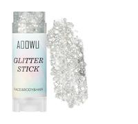 AOOWU Body Glitter Stick,Sparkling Chunky Glitter Gel for Face Body Hair, Holographic Sequins Waterproof & Long Lasting Festival Makeup, Carnival Festival Party Cosplay Accessories,Silver