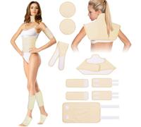 AOOWU Castor Oil Pack Wrap Kit, 9Pcs Reusable Organic Castor Oil Pack for Neck Shoulder Chest Waist Knee and Feet, Adjustable Compress Pads Castor Oil Wrap for Insomnia Constipation (Oil Not Included)