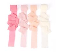 AOOWU Chiffon Silky Ribbon 4 Rolls 1.5'' x 5.4 Yd, Handmade Fringe Silk Chiffon Ribbon Set Wedding Invitation, Bridal Bouquet, Gift Wrapping, Bow Making, DIY Crafts