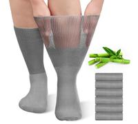 AOOWU Diabetic Socks for Men, 6 Pairs Bamboo Diabetic Socks, Loose Soft Top Socks for Swollen Feet Ankles Legs, Breathable Slipper Socks, Extra Wide Sock for Neuropathy, Edema, Elderly