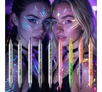 AOOWU Double-ended Glow in the Dark Face Paint Pens, 18 Colors Glow UV Neon | Glow Face Paint Crayons Kit, Neon Face Paint Markers, UV Body Paint Kit Glow Under Blacklight for Halloween Makeup Party