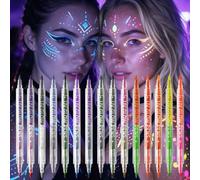 AOOWU Double-ended Glow in the Dark Face Paint Pens, 30 Colors Glow UV Neon | Glow Face Paint Crayons Kit, Neon Face Paint Markers, UV Body Paint Kit Glow Under Blacklight for Halloween Makeup Party