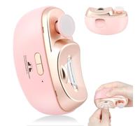 AOOWU Electric Nail Clipper, Automatic Nail Clippers and Polisher 2 in 1, Portable Electric Nail Cutter with Nail Scraps Storage, LED Light, USB Charging, Safety Nail Trimmer for Elderly Adult Baby