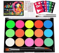 AOOWU Face Painting Kit, 15 Colors Non-Toxic Water Based Face Body Paint