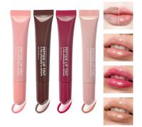 AOOWU Glitter Glossy Plumping Lip Gloss, 4Pcs Hydrating Lip Gloss, High Shine Glass Finish Nude Colors elly Liquid Lipstick, Highly Plumping Lipgloss for Girls and Women