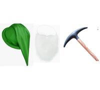 AOOWU Gnome Costume Sets, with Gnome Hat Fake Beard Inflatable Hammer, 3pcs