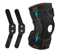 AOOWU Hinged Knee Support Brace, Adjustable Open Patella, Hinged Knee Support with Parallel Straps & Dual Side Stabilizers