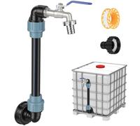 AOOWU IBC Tank Gooseneck, 3/4'' Rain Barrel Outlet Tap, S60x6 Tap Stopcock | 1000 Litre Tank Fitting, Coarse Thread 3/4 Inch Connection, IBC Tank Accessories for Rainwater Tank, Water Barrel (Extended)